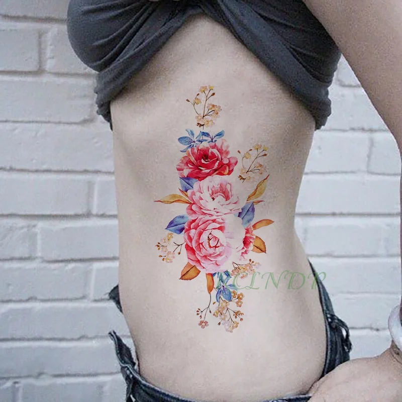 Водостойкая временная татуировка наклейка цветок орхидеи женский боди-арт тату наклейка s флэш-тату поддельные татуировки для девочки 7 - Цвет: Прозрачный