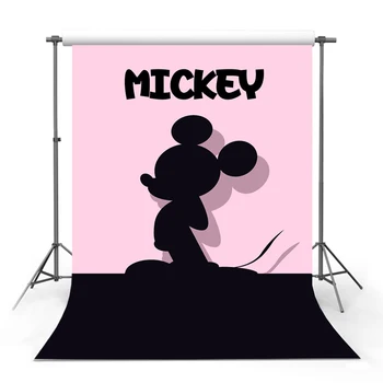 

Pink Disney Mickey Mouse Birthday Party Photography Backdrops Photo Backgrounds Newborn Photozone for Children Photo Studio
