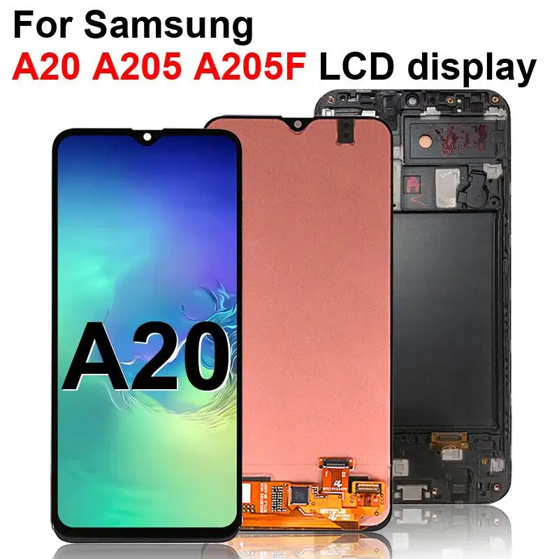 

100% ORIGINAL SUPER AMOLED LCD With Frame For SAMSUNG Galaxy A20 A205 SM-A205F A205GN A205S A205Y Display Touch Screen Digitizer