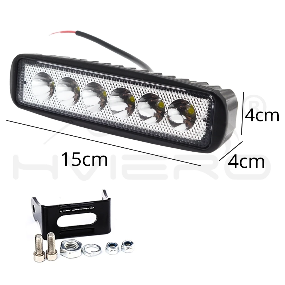18W 12V LED Work Light Bar 6Leds Spotlight Flood Lamp Driving Fog Offroad White Work Car Light for Ford Toyota SUV 4WD led beams (3)