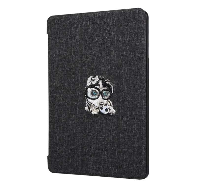 Для iPad Pro 10,5 чехол милый Kawaii Собака Вышивка Мягкий ТПУ задний складной чехол для iPad Air чехол для iPad Air 3 Чехол - Цвет: Black