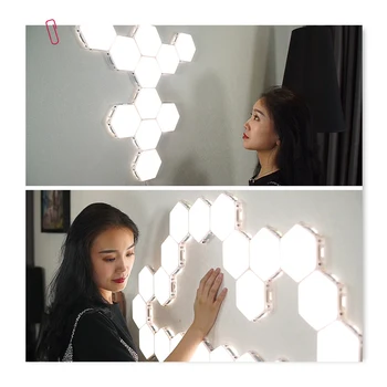 

Quantum Light Led Mosaic Hex Light Modular Touch Sensor Light Night Light Magnetic Hexagon Creative Wall Lamp House of Novelty