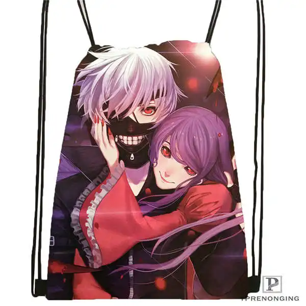 Drawstring Backpack На заказ kaneki_by_sephnir походная сумка на шнурке милый рюкзак для детей(черная спинка) 31x40 см#20180611-02-89 - Цвет: Drawstring Backpack