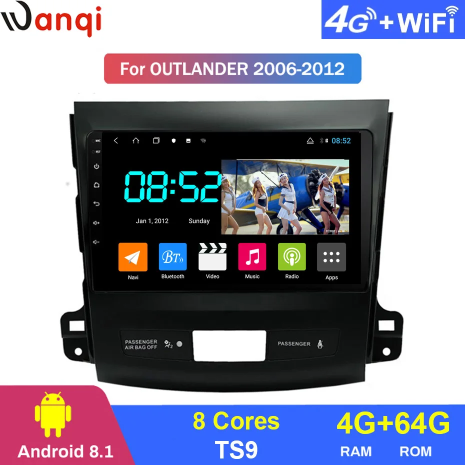 Android 8,1 автомобильный DVD 1din мультимедиа Navi система для mitsubishi Outlander 2006-2012 Автомобильный gps навигатор головное устройство BT SWC wifi