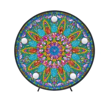 

Best Mandala Diamond Painting Kit With Led Night Light Diy Handmade Artwork 5D Full Drill Drawing Kit Bedside Lamp Arts Craft Fo