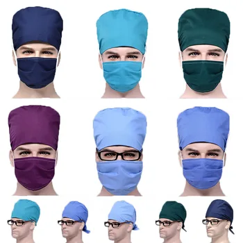 

Cotton Surgical Hats Face Mask Sets Gorro Cirujano Surgery Nursing Scrubs Cap Mask Dentist Clinic Pharmacy Nurse Czepek Medyczny