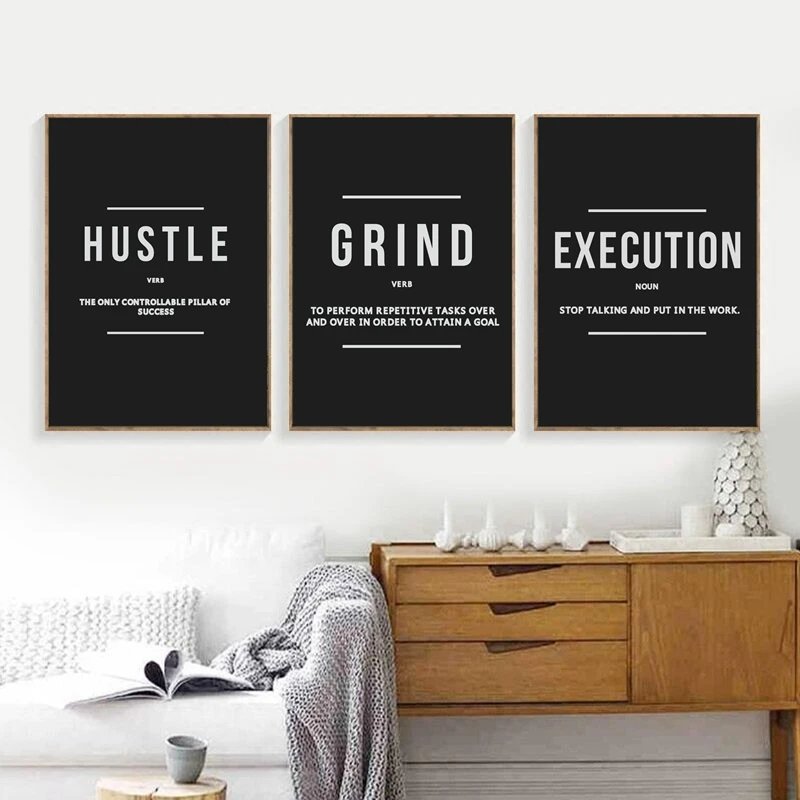 Grind Hustle Execution Wall Art Prints