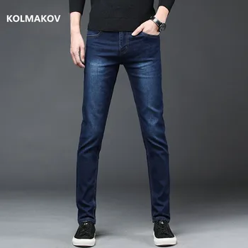 

2020 New Arrival Men's Denim Jeans Straight Full Length Pants with High Elasticity Slim Pants Man Fashion Mid-waist Jeans men