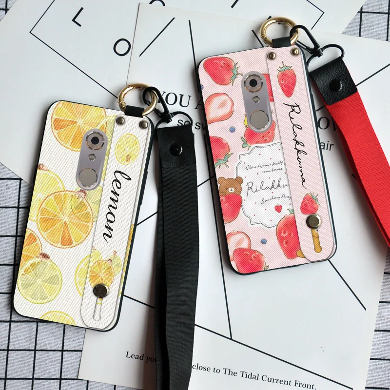 

Cute Bear Wristband Case For ZTE Axon 7 A2017 Neck Strap Back Cover For ZTE Axon 7 Mini Stand Coque