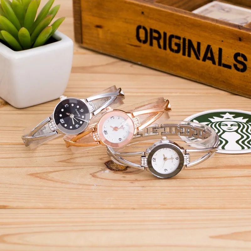 Relojes de lujo con diamantes de imitación para mujer, pulsera de cuarzo de acero inoxidable, dorado, 1 Uds.