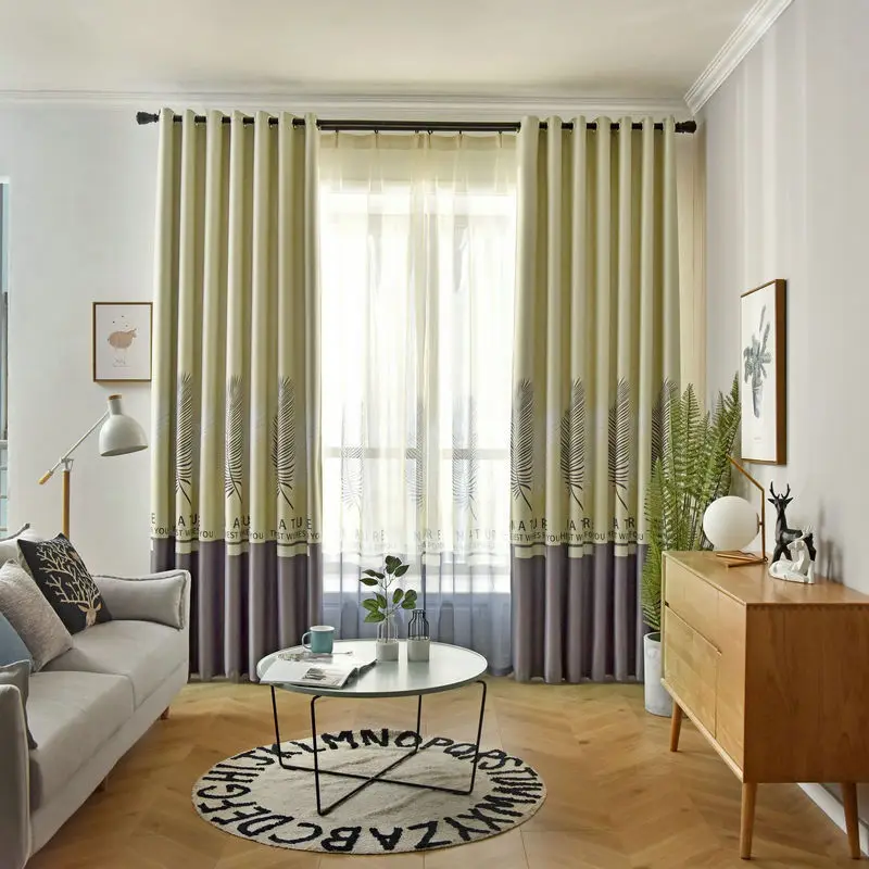 

BIGMUM Latest Style Leaves Blackout Curtains For Living Room Bedroom Kitchen Cortinas Window Shading Rate 70%-90%
