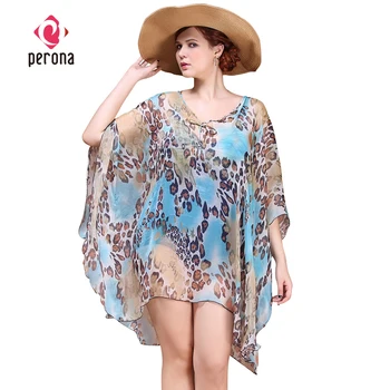 

PERONA Sexy Pareo Beach Cover Up Dress Vintage Beach Towel Chiffon Loose Women's Sunscreen Cover-ups Beach Wear