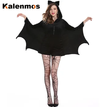 

Halloween Costumes Scary Cosplay Jumpsuit Batwing Sleeves Spider Web Show Bodysuit and Rompers Women Party Jumpsuit Black 2019