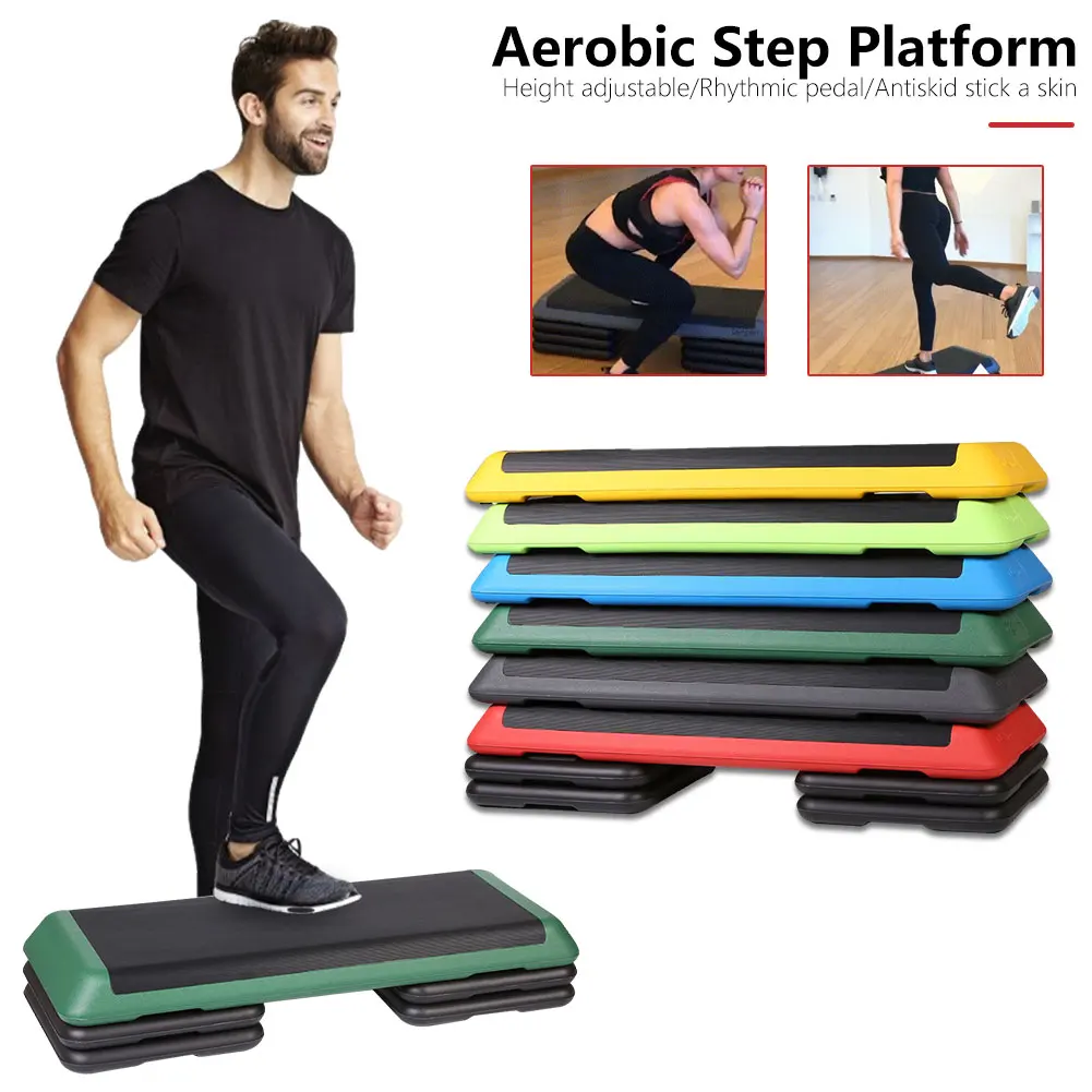 - Adjustable Aerobic Step Fitness Exercise Step Platform 43 Aerobic Training Stepper with 4 Risers for Gym Home Workout