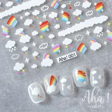 

1Pcs Colorful Flowers/Rainbow/Clouds Nail Art Decorations Sticker Cute Nail Stickers 3D Adhesive Manicure Slider Nail Decal Aha2
