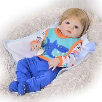 

KEIUMI Newborn Doll Realistic 57cm Full Silicone Baby Reborn Doll Boy Vinyl Look Real Fake Baby Toy For Kid Playmate Gift