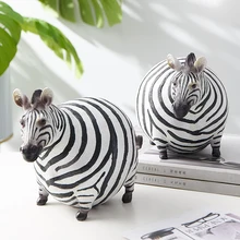 Nordic ins zebra gordura resina animais estatuetas ornamentos modelo animal mesa decoração para casa acessórios decoração do quarto moderno