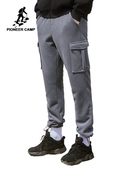 

Pioneer Camp 2019 Winter Men's Sweatpants Warm Fleece Sportwear Causal Pockets Cargo Pants for Male AZZ902331