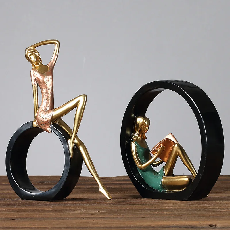 

Creative Resin Reading Girl Figurines Miniature Model Lady Character Furnishings Desktop Crafts Home Decoration Birthday Gifts