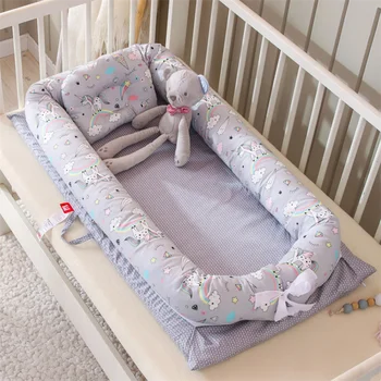 

90X50cm Portable Baby Bed Nest Newborn Cradle Cot for Boys Girls Pillow Cushion Travel Crib Bed Infant Sleeping Bed Nest