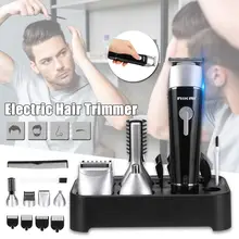 Электрическая машинка для стрижки волос, перезаряжаемая машинка для стрижки волос, 5 режущих головок, 4 концевых гребня, бритвенная головка, обрезка носа, европейская вилка