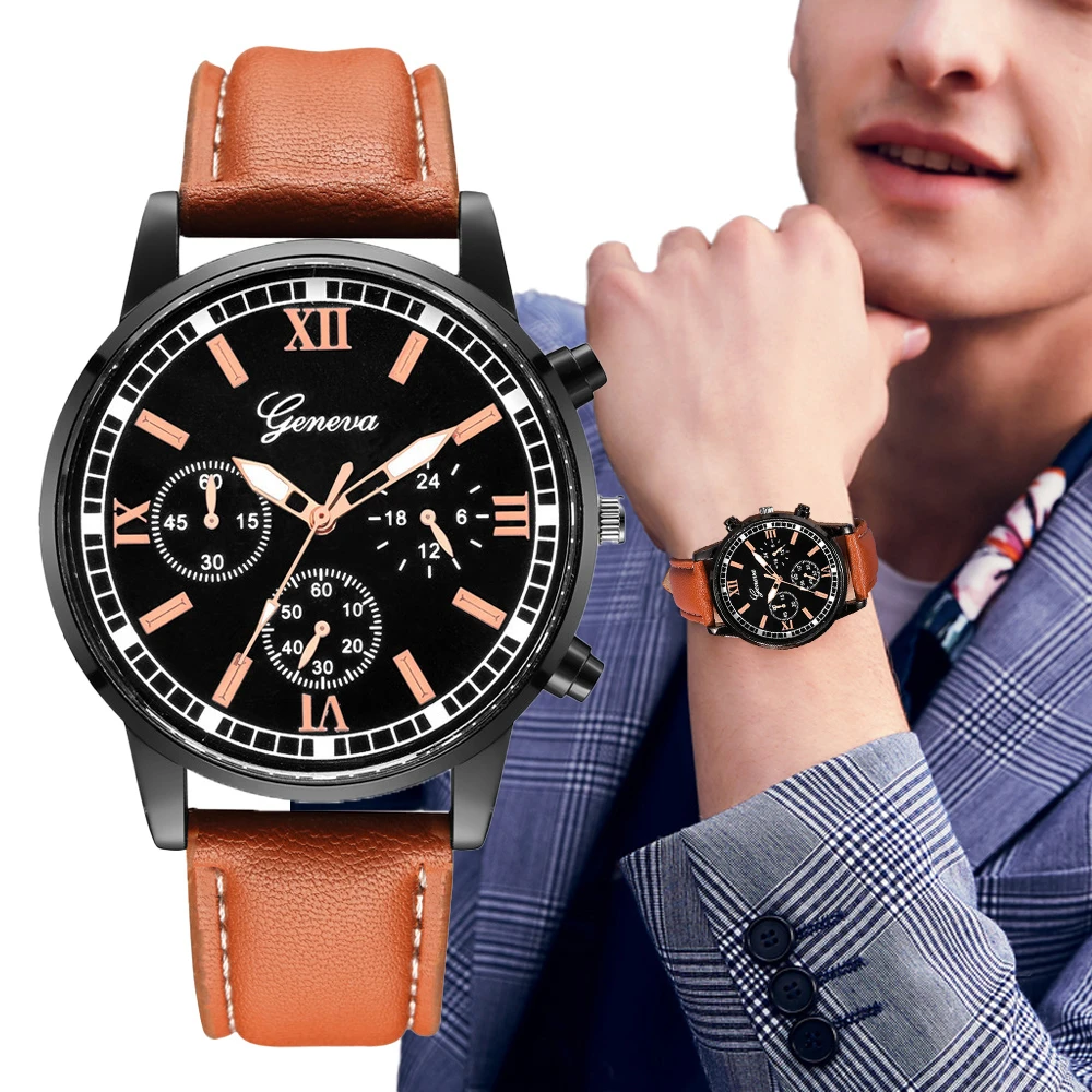 2021 Men Leather Watch Luxury Classic Wrist Watch Fashion Casual Brown Quartz watch Clock Women Watches Montres Hommes