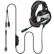 Светодиодный игровой гарнитур с подсветкой, виртуальный объемный звук, USB гарнитура, игровая гарнитура с микрофоном для ПК PUBG