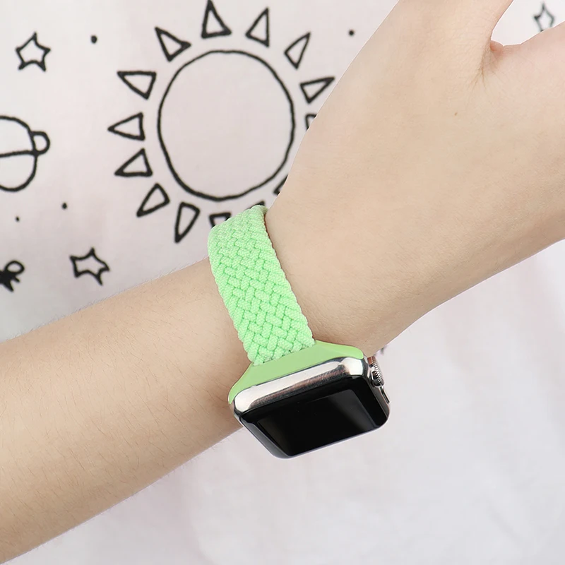 Slim Braided Solo Loop For Apple watch band 44mm 40mm 42mm 38mm 42 mm FABRIC Elastic belt bracelet iWatch serie 6 5 4 3 se strap