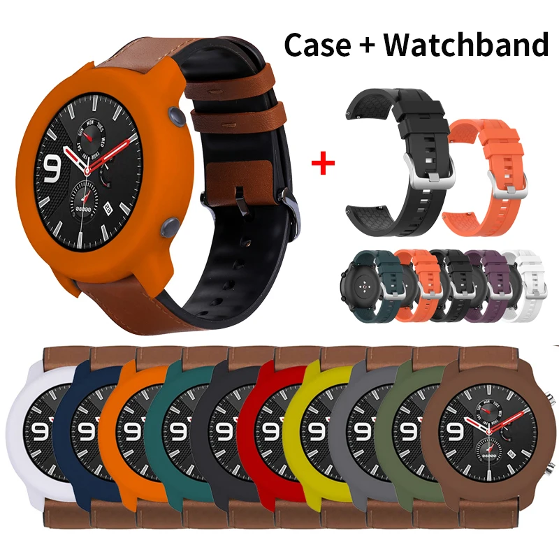 Силиконовый ремешок для часов+ защитный чехол для Xiaomi Huami AMAZFIT GTR 47 мм чехол крышка Полный Корпус рамка защитный чехол+ ремешок на запястье