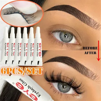 

6Pcs/Set Eyelash Glue Quick-drying Strong Adhesive False Eyelash Glue Waterproof Long-lasting Eye Lash Extension Makeup Kit Tool