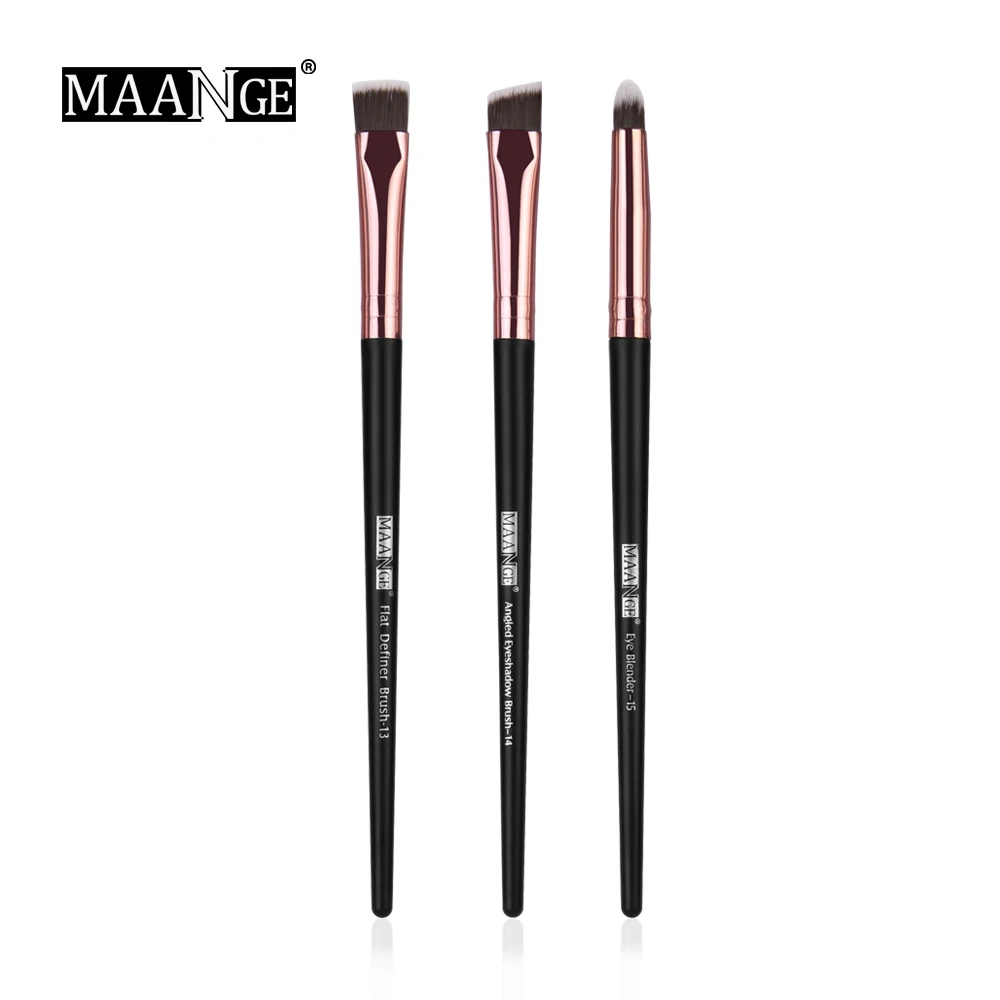 3pcs Black MAANGE Pro 3/5/12 шт./партия, набор кистей для макияжа, тени для век, растушевка, подводка для глаз, кисти для бровей, для макияжа, Новинка - Handle Color: 3pcs Black