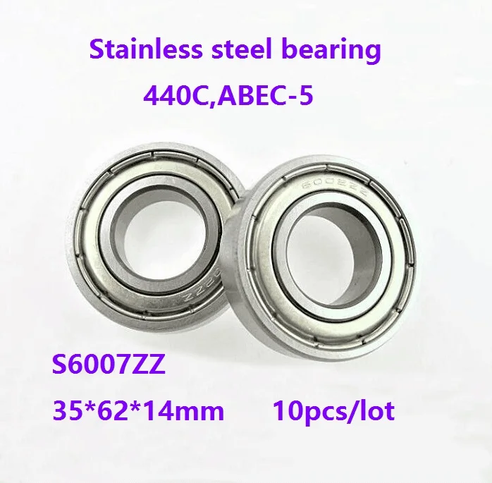 10 шт./лот ABEC-5 S6007ZZ 35*62*14 мм подшипник из нержавеющей стали глубокий шаровой подшипник двойной металлический экранированный чехол 35 × 62 × 14 мм
