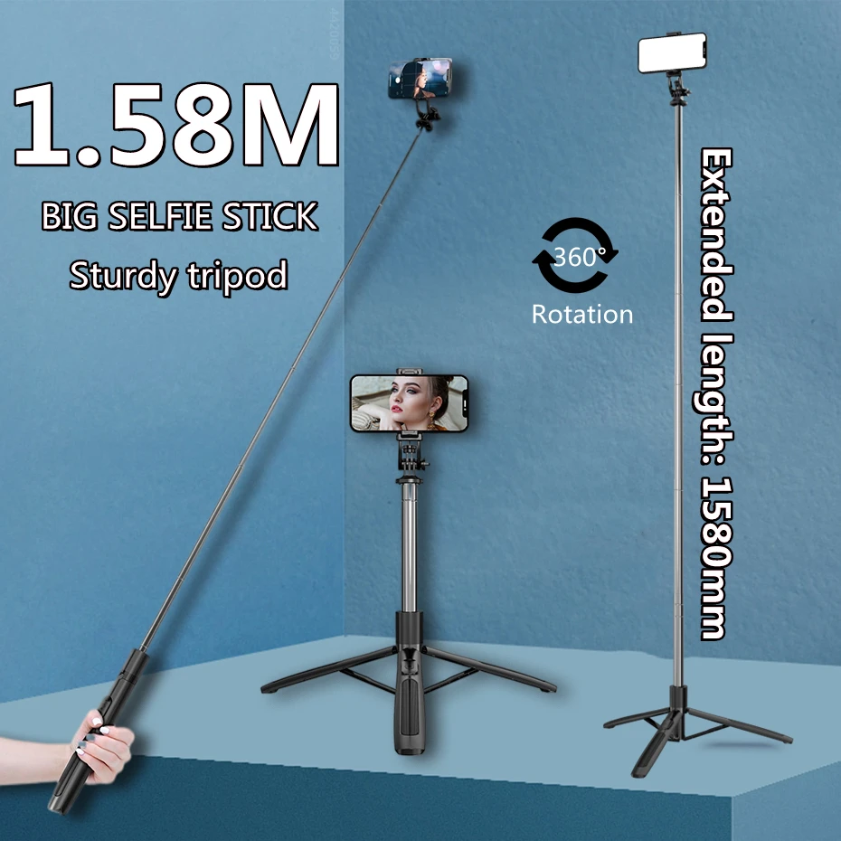 Roreta New 1580mm Bluetooth Tripod Foldable Monopod Wireless Selfie Stick For Gopro Action Cameras Smartphones | Электроника