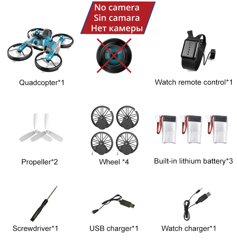 2.4G Rc Quadcopter Drone with Camera 2in1 Motorcycle Folding Remote Control Dron Deformation Quadrocopter Helicopter Toy for Kid - Цвет: JC-RC-8-watch-3B-BU