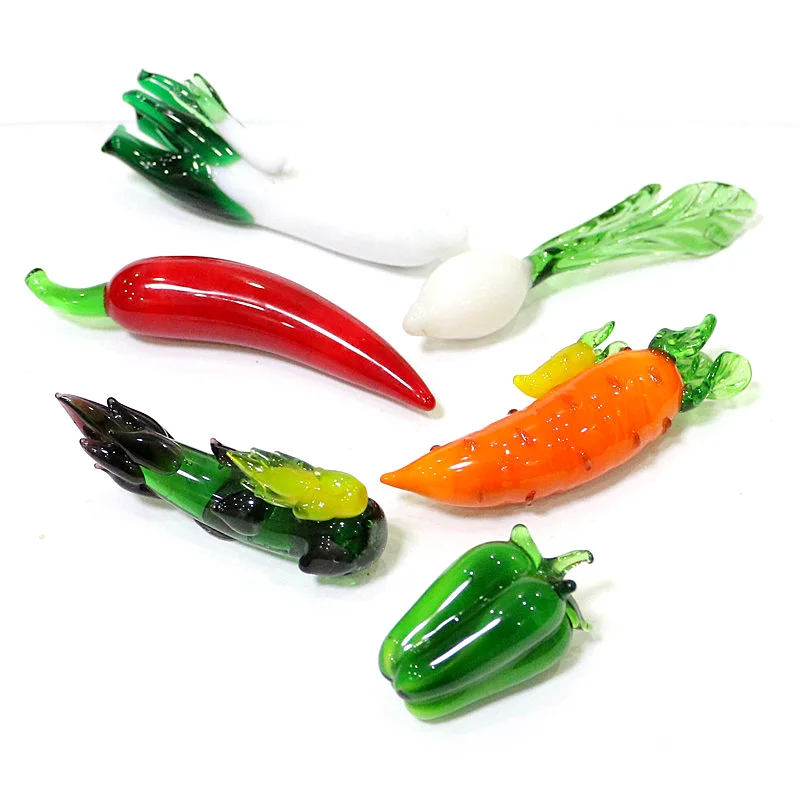 MuranoGlassVegetableMiniOrnamentsLovelyScallionCarrotWhite