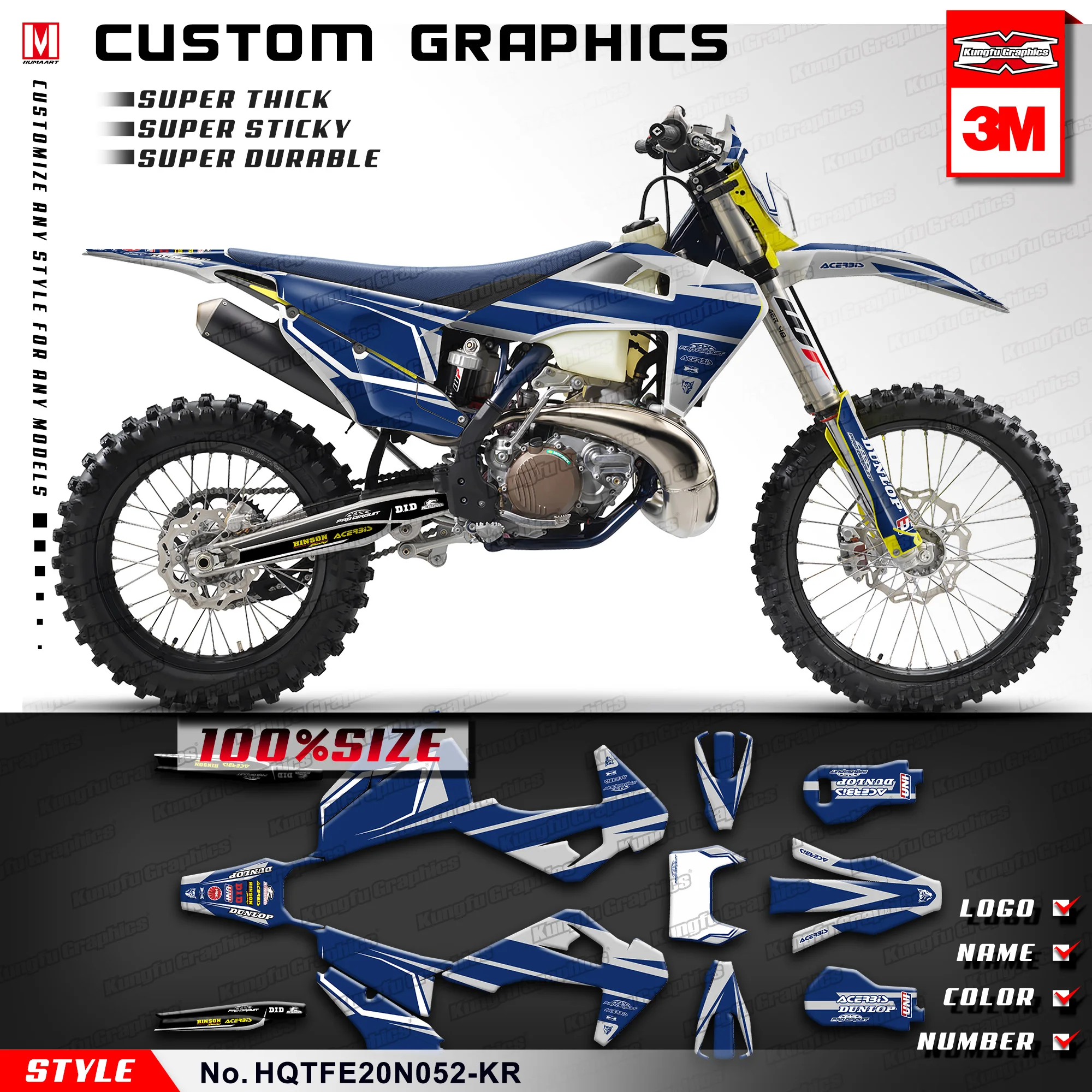 

KUNGFU GRAPHICS Decals MX Stickers for Husqvarna TE 150i 250i 300i FE250 FE350 FE450 FE501 FE 250 350 450 501 2020 2021 2022