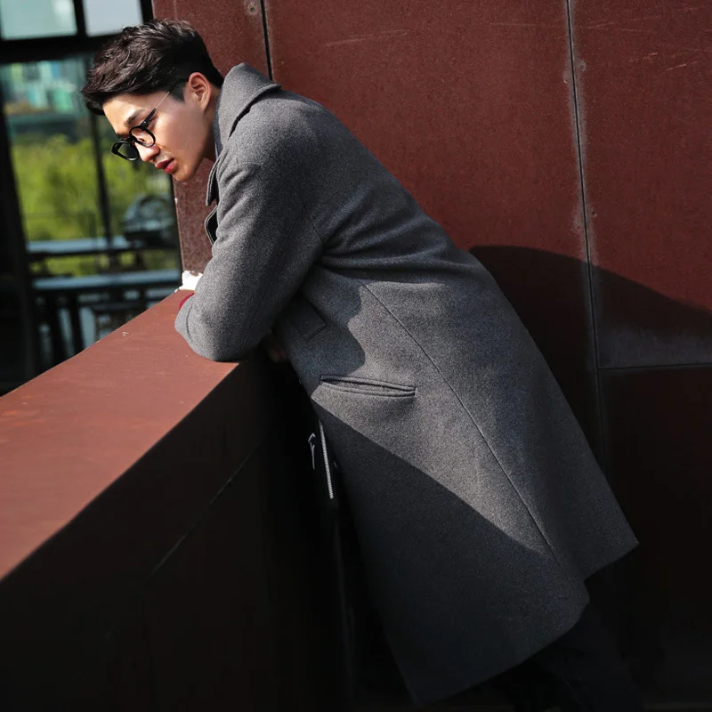 

New Men Casual Long Coat For Winter Warrm Thick Double Breasted Male Windbreaker Outwear Plus Size 3XL LX1980