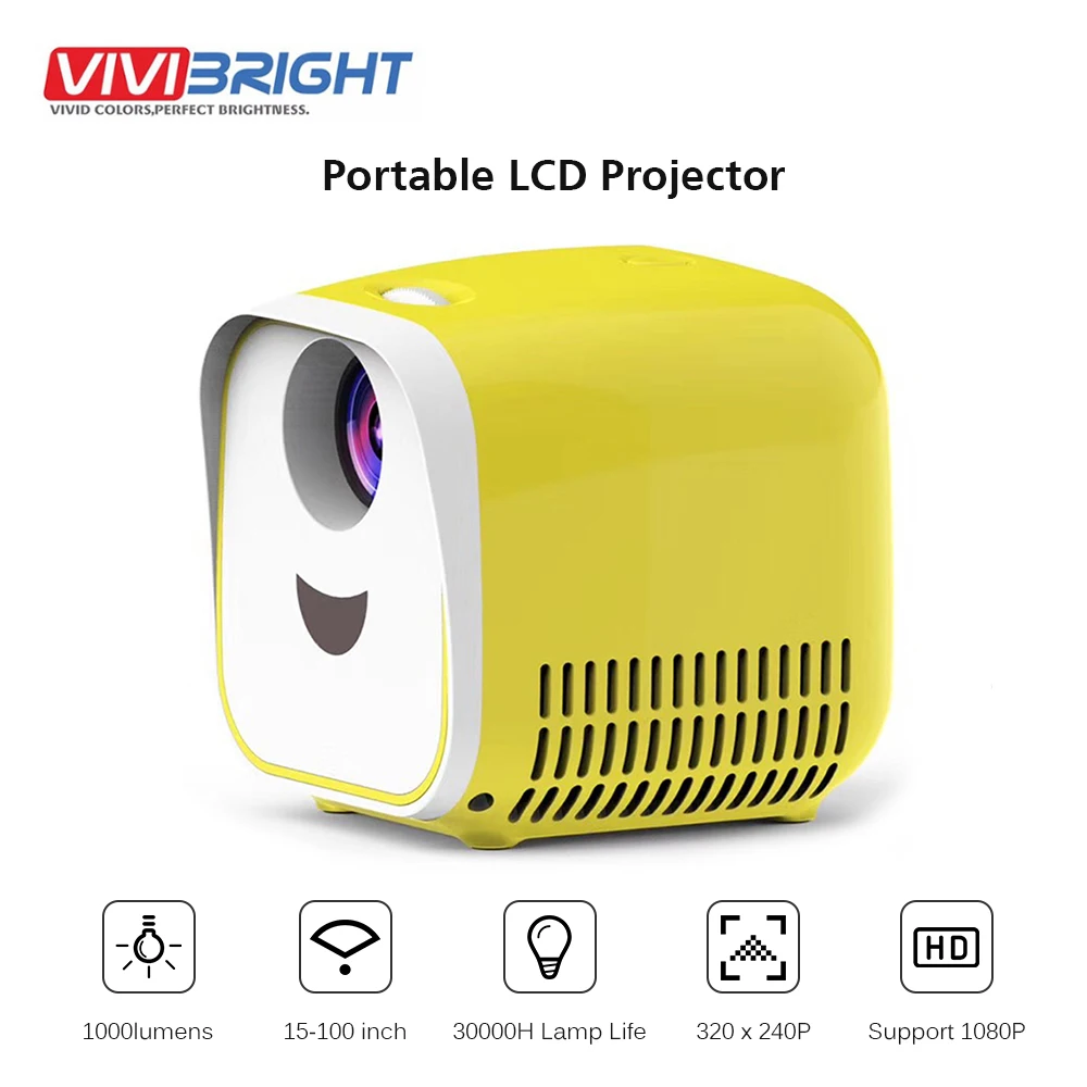 

Vivibright L1 LCD Mini Projector 320x240P Support Full HD 1080P 30000H 100inch Portable Home Entertainment Projector USB+HDMI+TF