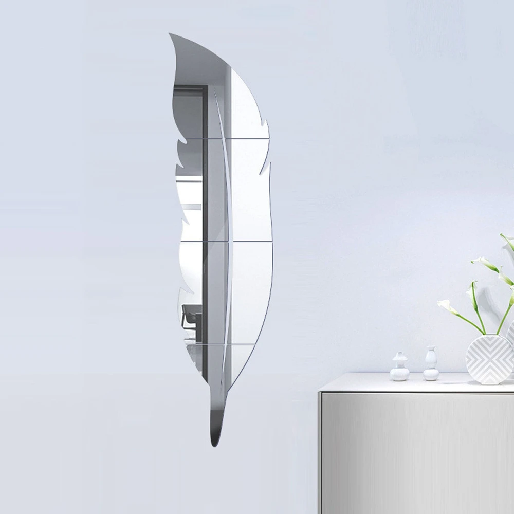 

DIY Feather Plume 3D Mirror Wall Stickers for Living Room Art Wall Decor Vinyl Decal Acrylic Sticker Mural Home Room Decoration