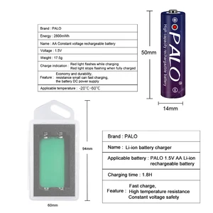 Image 5 - Palo 2800mWh 1.5V Aa Batterij Oplaadbare Li Polymer Li Ion Polymeer Lithium Aa 1.5V Batterij + Usb Smart lader En Batterij Case