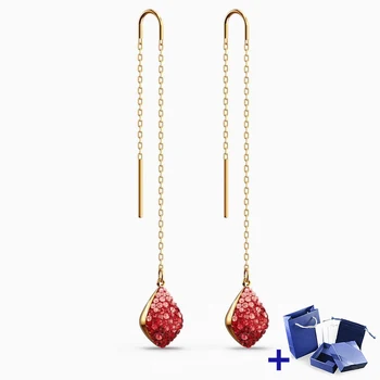 

High Quality Original SWA Earrings with Original Engraved Fashion Elegant Long Line Earrings Women Jewelry Gift Free Shipping