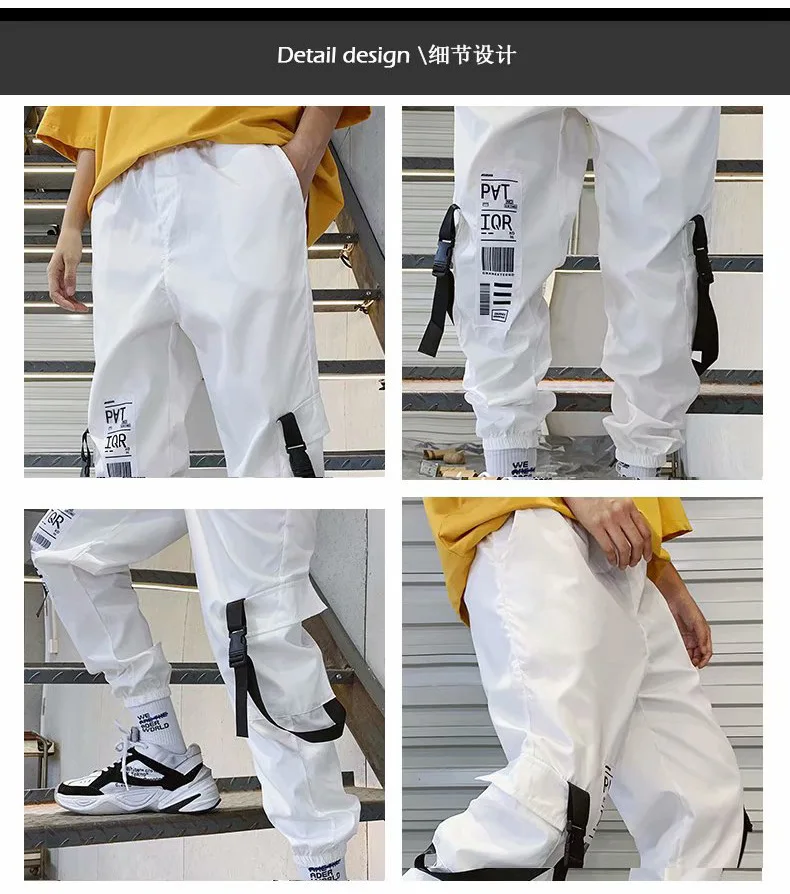 Уличная одежда в стиле хип-хоп, мужские шаровары, брюки-карго, корейские спортивные штаны для бега, одноцветные, черные, белые, длина по щиколотку, брюки, размер S-3XL
