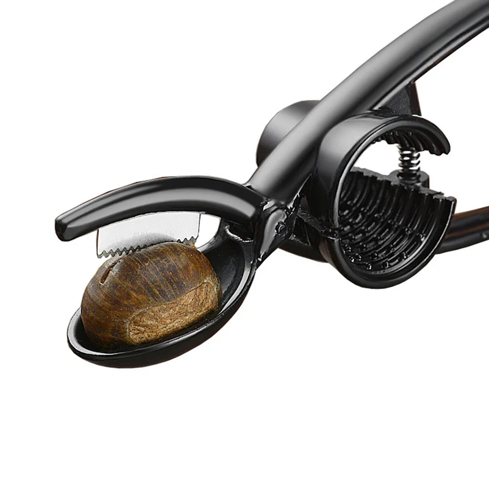 Простой удалитель оболочки из нержавеющей стали для ореха/каштана Твердые открывалка инструмент Удобный прочный черный плоскогубцы