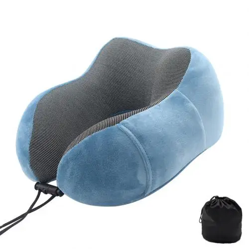 Peacock Blue Портативная подушка из хлопка с памятью u-образная Подушка Шейная Подушка с сумкой для хранения дорожные подушки для сна домашний текстиль для подушек - Цвет: Peacock Blue
