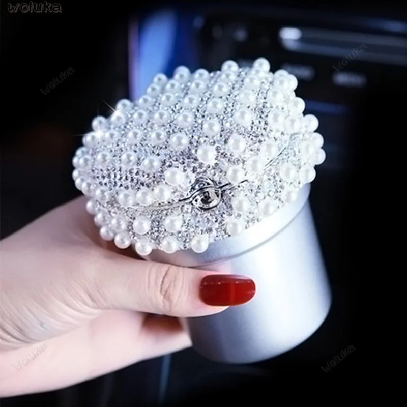 Автомобильная пепельница с бриллиантовым жемчугом, светодиодный светильник, многофункциональная Хрустальная автомобильная пепельница, автомобильные принадлежности CD50 Q04