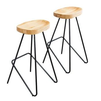 

Northern Europe Bar Chair Solid Wood Modern Simple Home High Stool Leisure Coffee Dining Front Desk