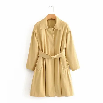 

Long coat women Long sleeve elegant Trench coat for women Plus size 2020 new arrivals ladies coats Cotton&Linen blended overcoat