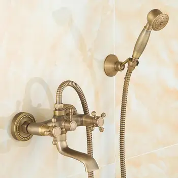 

Antique Brass Waterfall two Handle Widespread Bathtub Faucet Roman Bath Shower Faucet Cold and Hot Water Taps