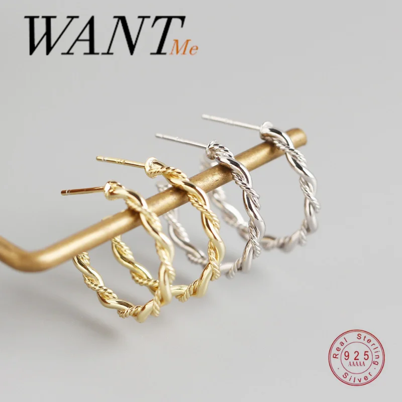 Женские серьги-гвоздики WANTME корейские из подлинного стерлингового серебра 925