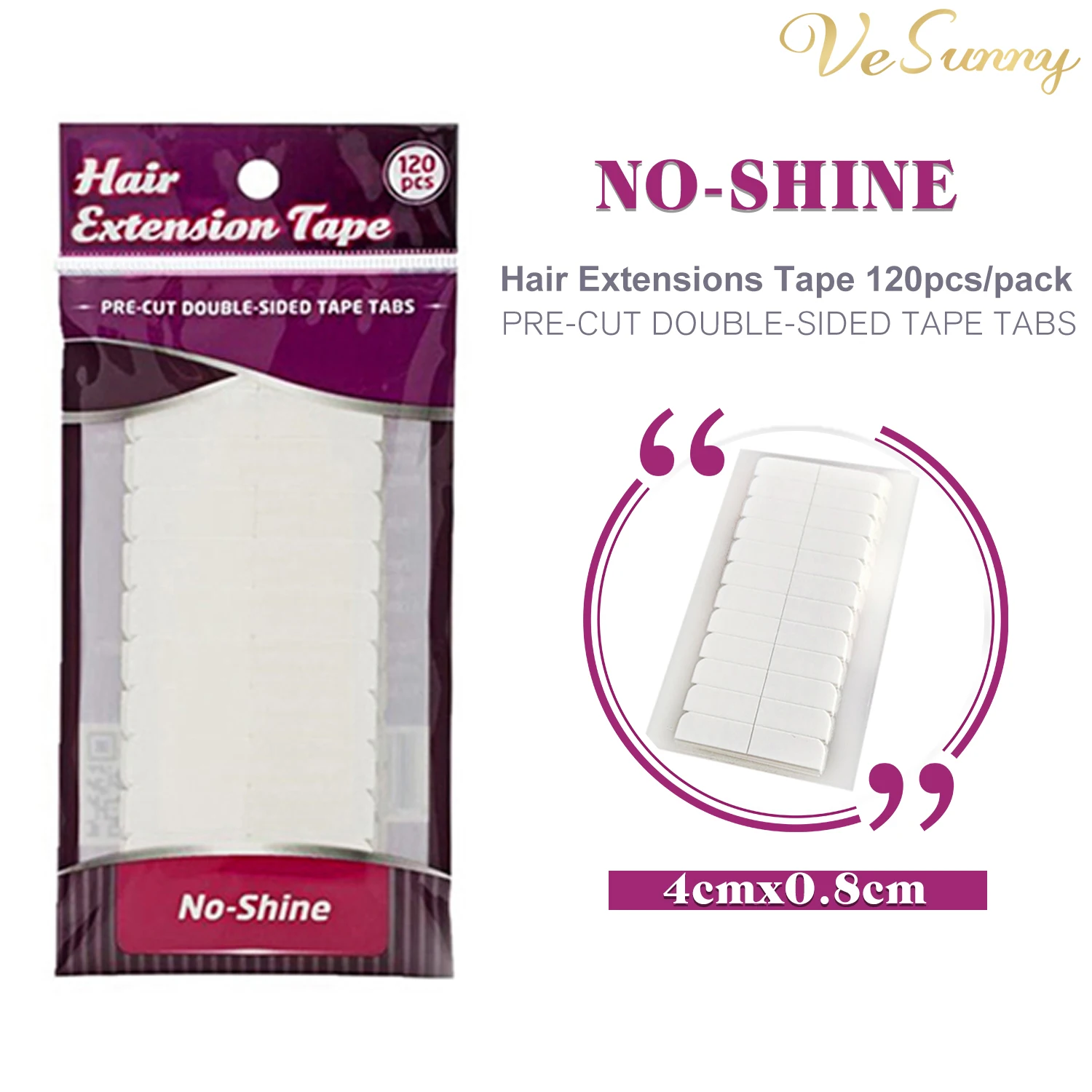 Vesunny Replace Tape For Remy Tape Hair Extensions 5 Pieces Double Sided 4cm x 0.8cm Adhesives Extra Strong